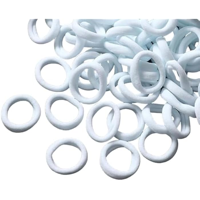42Pcs Seamless Mini Hair Ties Elastic Hair Bands Ponytail Holders for Kids Baby Girls White Color - Image 1